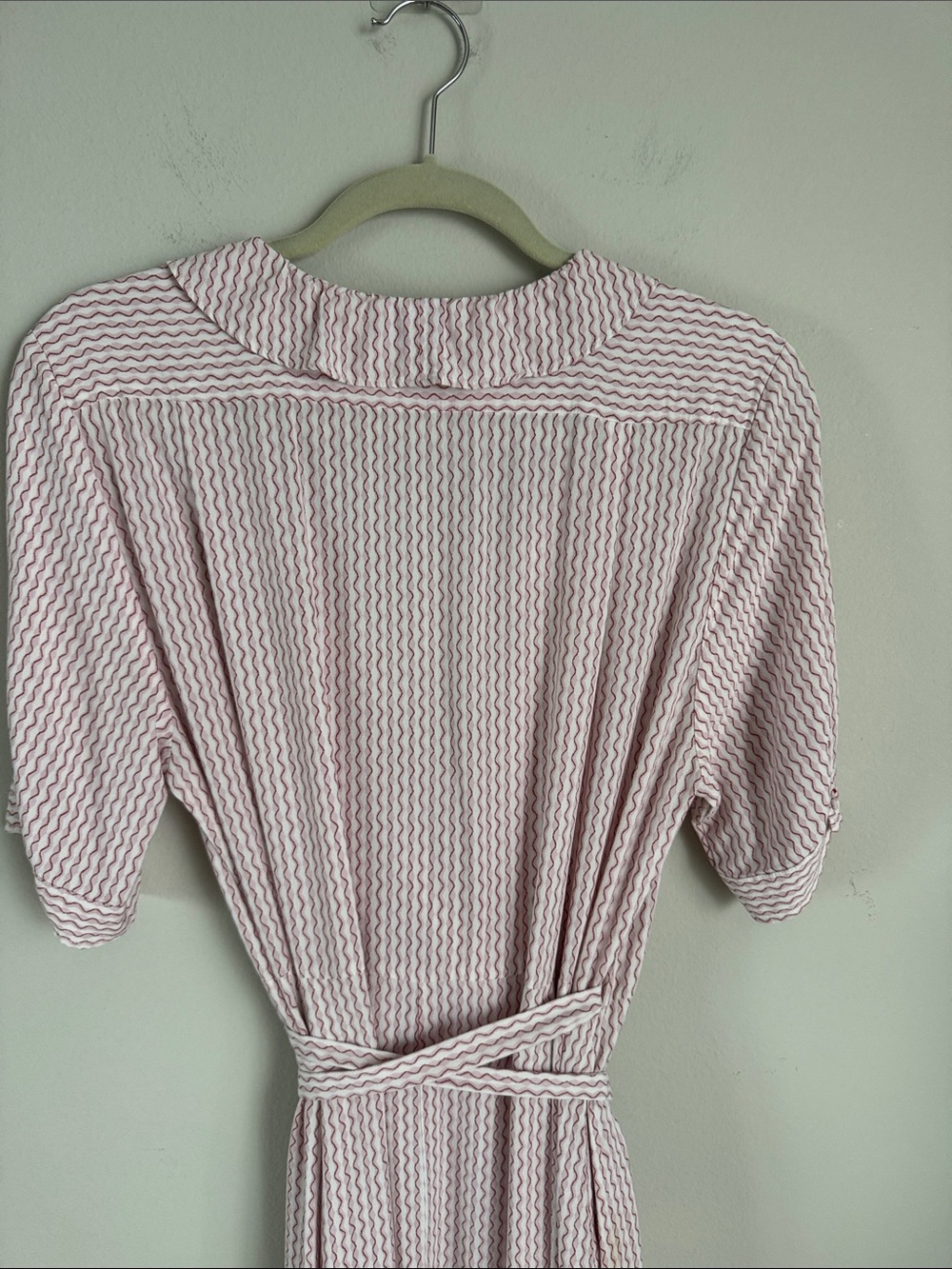 Ines de La Fressange x Uniqlo Pink Ruffle Wrap Midi Dress Rayon Size L - Picture 11 of 14